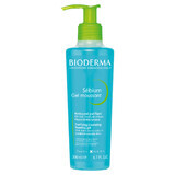 Bioderma Sebium Gel Moussant, gel limpiador facial antibacteriano, pieles mixtas y con tendencia acneica, 200 ml