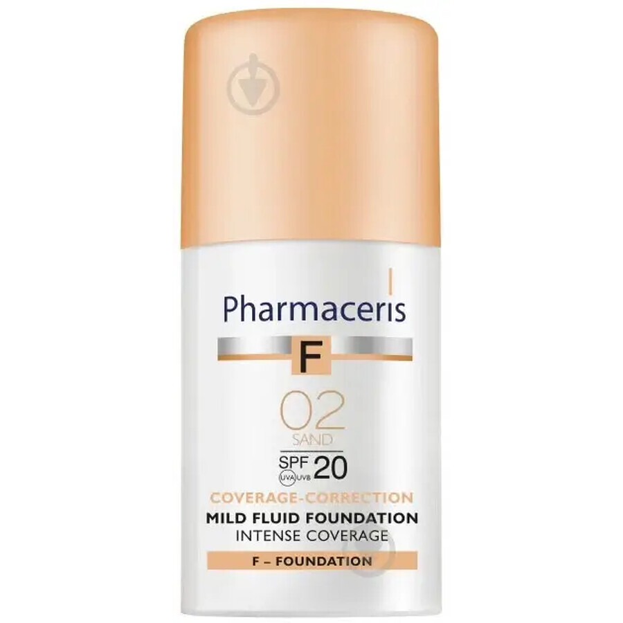 Pharmaceris F Coverage-Correction, fluide délicat à couvrance intense, 02 Sable, SPF 20, 30 ml