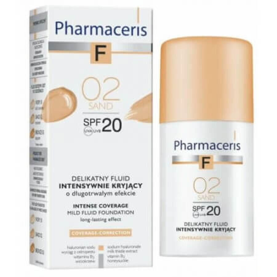 Pharmaceris F Coverage-Correction, fluide délicat à couvrance intense, 02 Sable, SPF 20, 30 ml