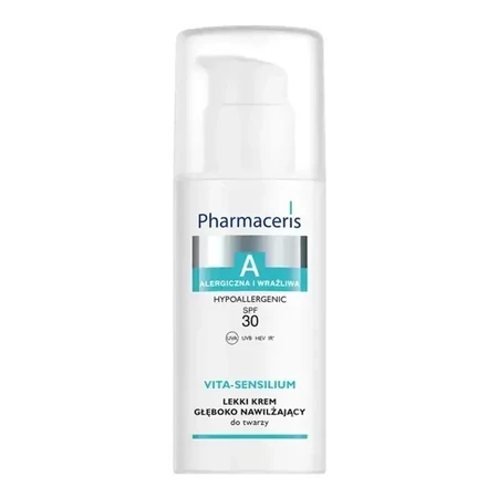 Pharmaceris A Vita-Sensilium, Crema Viso Leggera Idratante Profonda per Pelli Allergiche e Sensibili SPF 30, 50 ml
