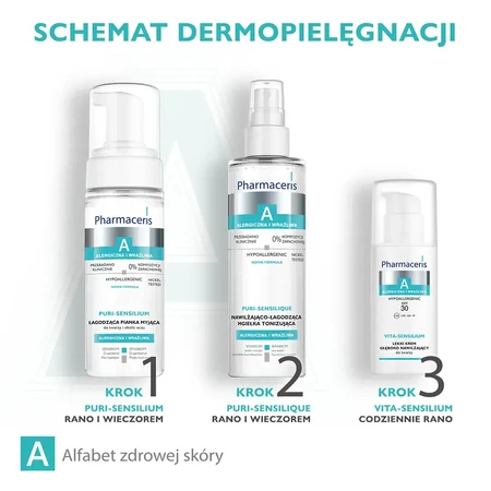 Pharmaceris A Vita-Sensilium, Crema Viso Leggera Idratante Profonda per Pelli Allergiche e Sensibili SPF 30, 50 ml