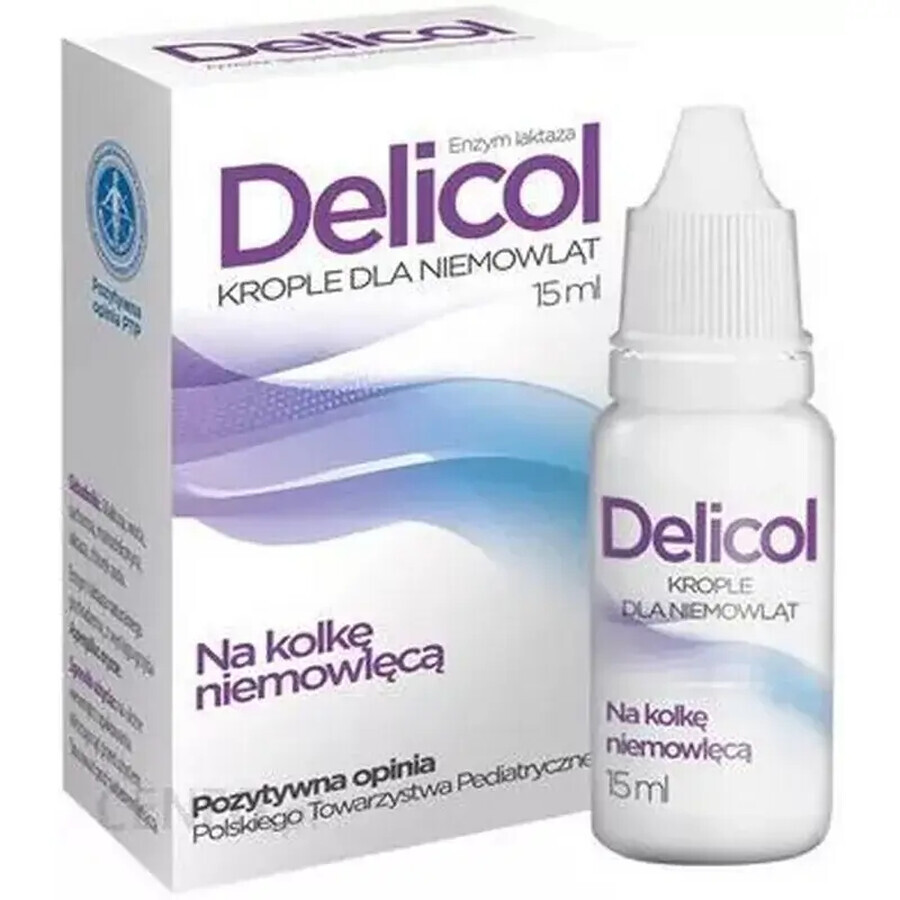 Delicol, enzima lactasa, gotas para lactantes para los cólicos, 15 ml