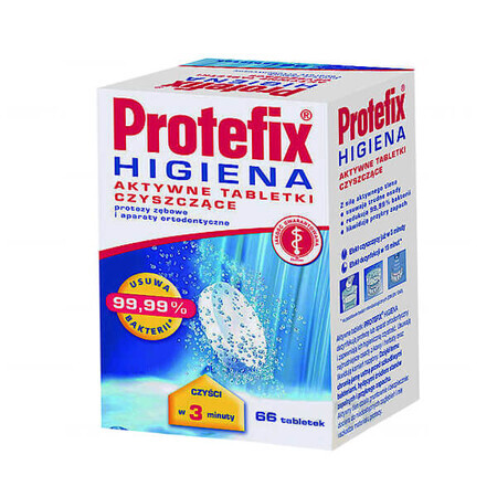 Protefix Hygiene, pastillas limpiadoras activas para prótesis dentales y aparatos de ortodoncia, 66 piezas