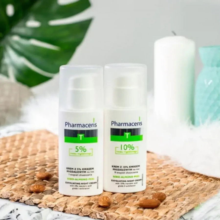 Pharmaceris T Sebo-Almond Peel, crème de nuit à 5% d'acide d'amande, 1er degré d'exfoliation, 50 ml