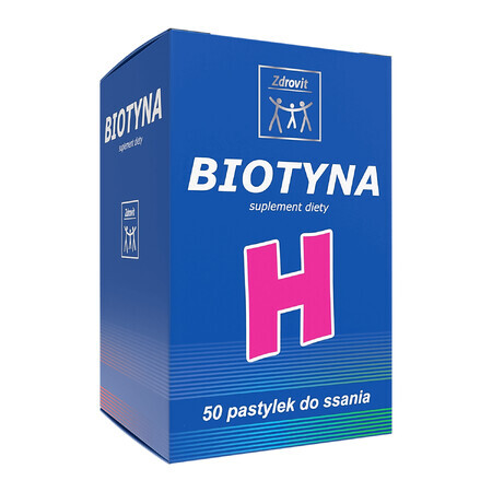 Zdrovit Biotina, sabor piña, 50 pastillas para chupar