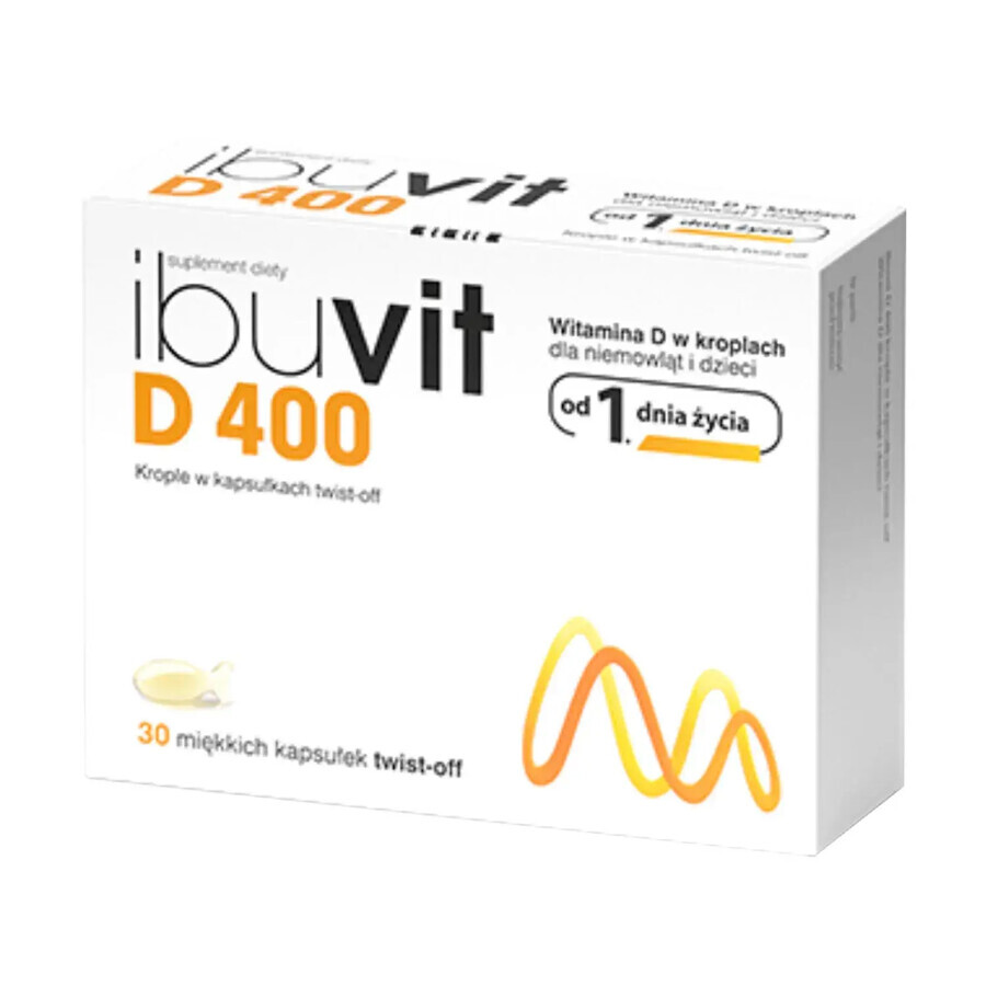 Ibuvit D 400, vitamina D para lactantes y niños, 30 cápsulas twist-off