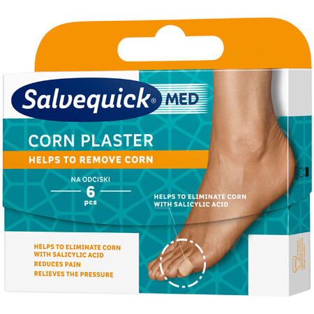 Salvequick Med Corn Plaster, apósitos para callos, con ácido salicílico, 6 piezas