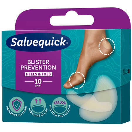 Salvequick Blister Prevention Patches, Heels and Toes, 10 pieces