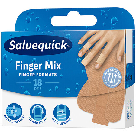 Salvequick Finger Mix, flexible finger patches, 18 pieces