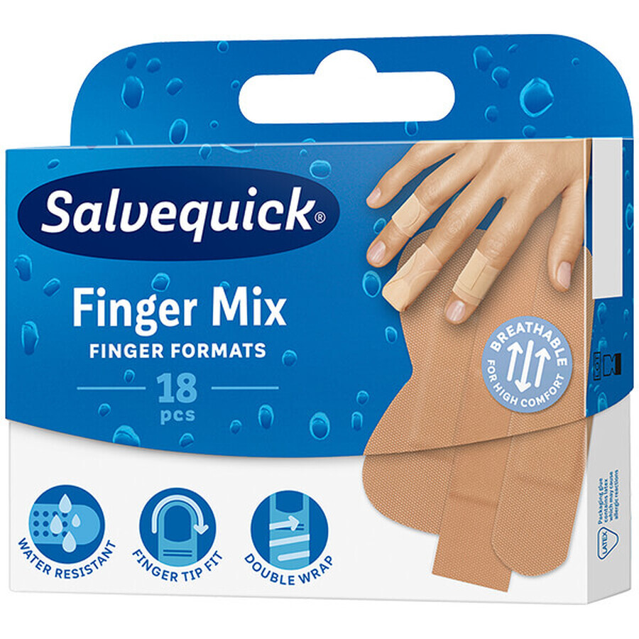 Salvequick Finger Mix, flexible finger patches, 18 pieces