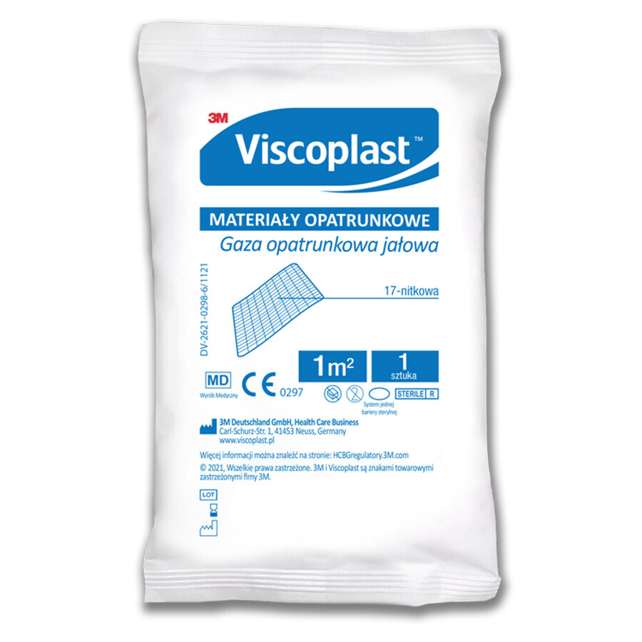 Viscoplast, apósito de gasa, estéril, 17-hilos, 1 m2, 1 pieza