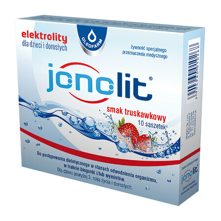 Ionolite, electrolitos para niños y adultos, sabor fresa, 10 sobres