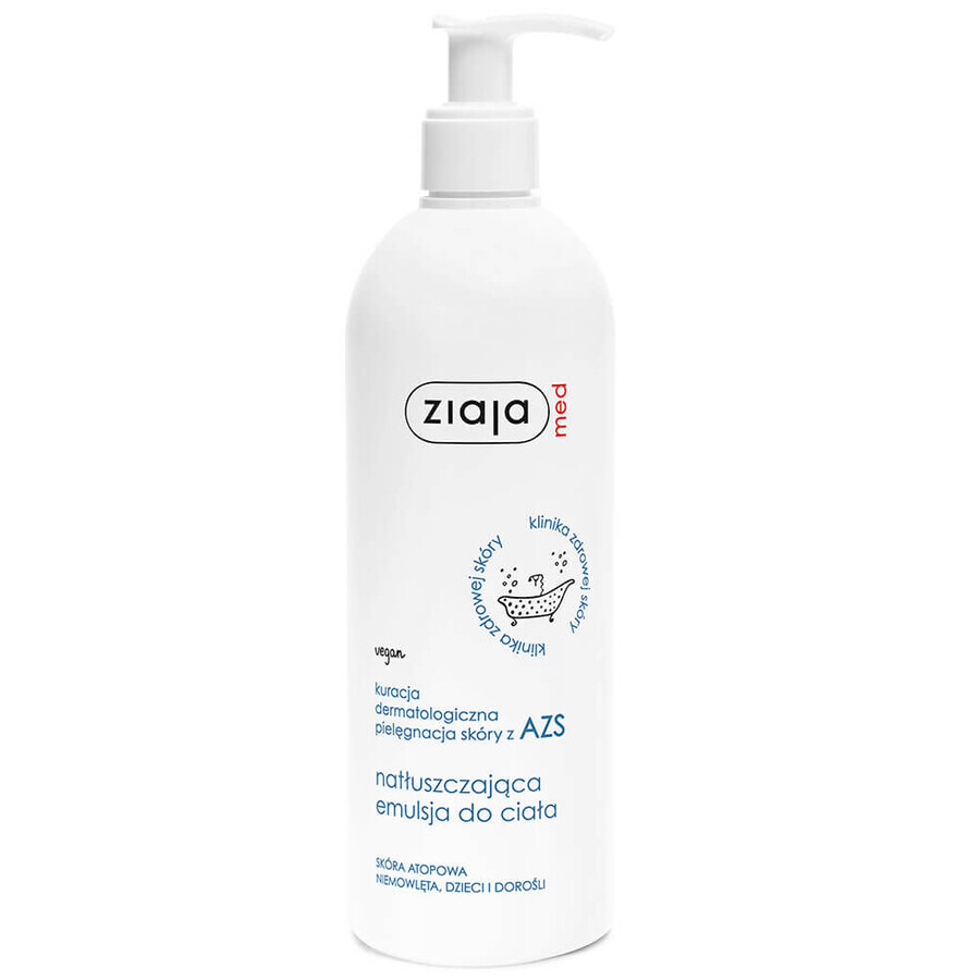 Ziaja Med, emulsión corporal lubricante, pieles atópicas, bebés, niños y adultos, 400 ml