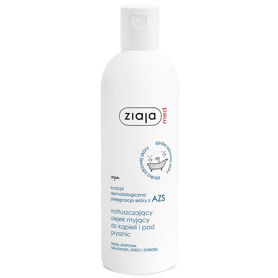 Ziaja Med, aceite lubricante para baño y ducha, pieles atópicas, bebés, niños y adultos, 270 ml