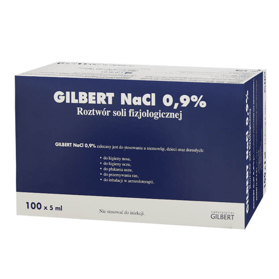 Gilbert NaCl 0,9%, solución salina, 5 ml x 100 ampollas