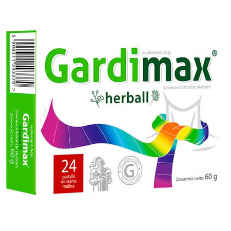 Gardimax Herbal, frambozensmaak, 24 zuigtabletten