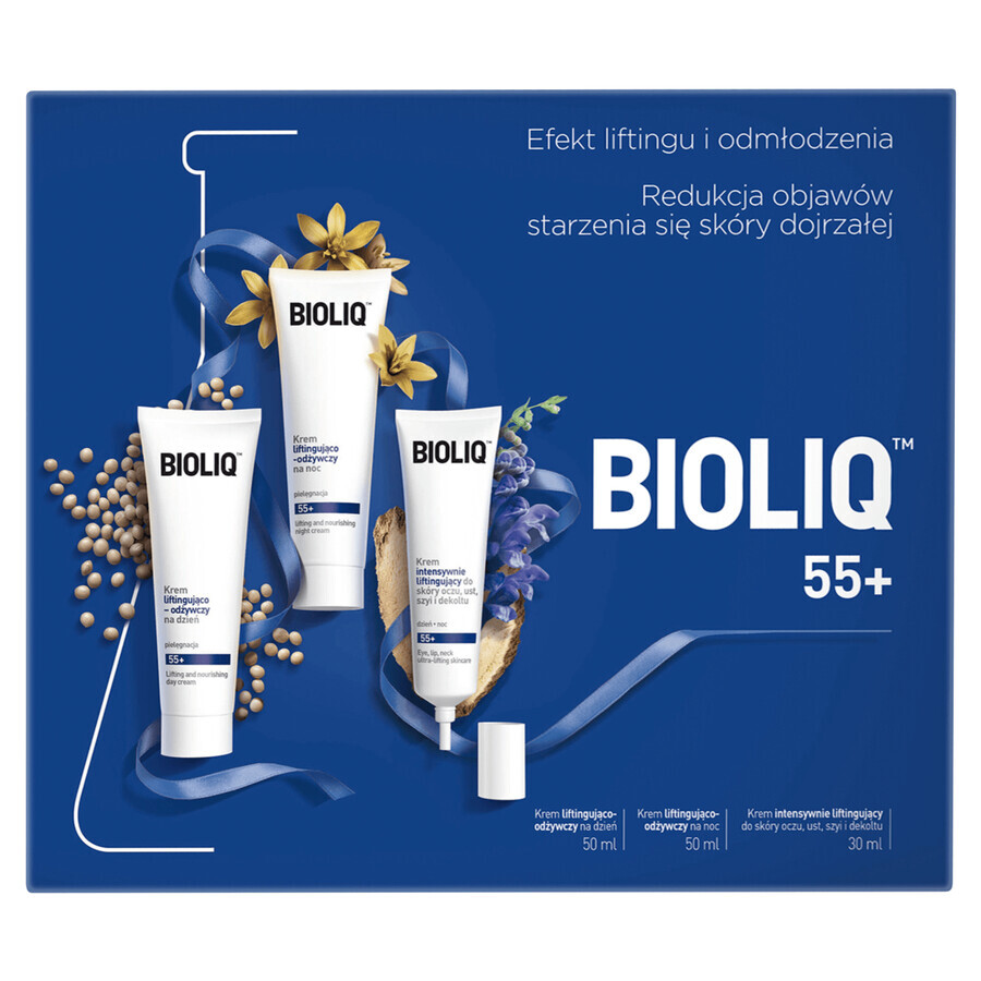 Bioliq 55+ set, crema de día lifting y revitalizante, 50 ml + crema de noche, 50 ml + contorno de ojos, 30 ml