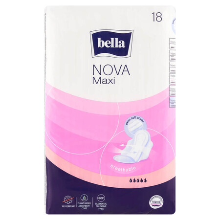 Bella Nova, Softiplait compresas con alas, Maxi, 18 uds.