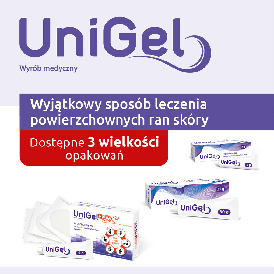 UniGel, hydrophilic gel for the treatment of superficial skin wounds, 5 g