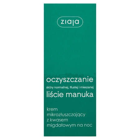 Ziaja Hojas de Manuka, crema microexfoliante con ácido mandélico, para la noche, 50 ml