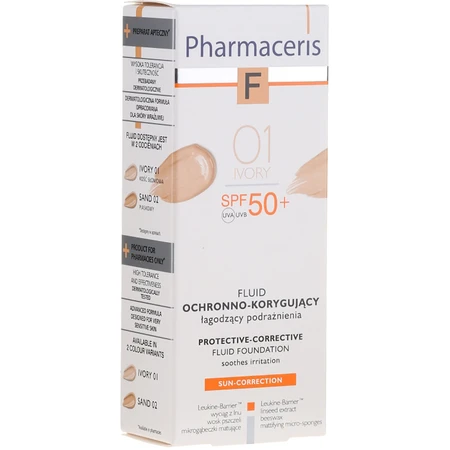 Pharmaceris F Sun-Correction, fluido protector y corrector, 01 Ivory, SPF 50+, 30 ml
