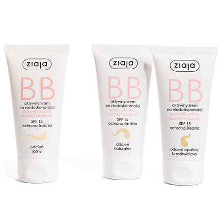 Ziaja BB, crema activa para imperfecciones, piel normal, seca y sensible, tono natural, 50 ml