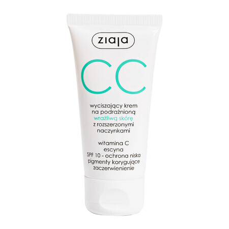 Ziaja CC, crema calmante para pieles irritadas y sensibles con capilares dilatados, 50 ml