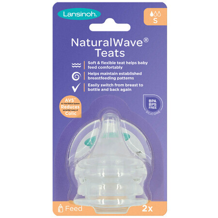 Tettarelle Natural Wave Lansinoh per biberon, 2 pezzi - flusso libero