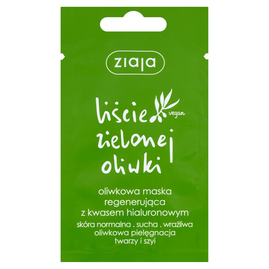 Ziaja Hoja de Olivo Verde, mascarilla regeneradora con ácido hialurónico, 7 ml