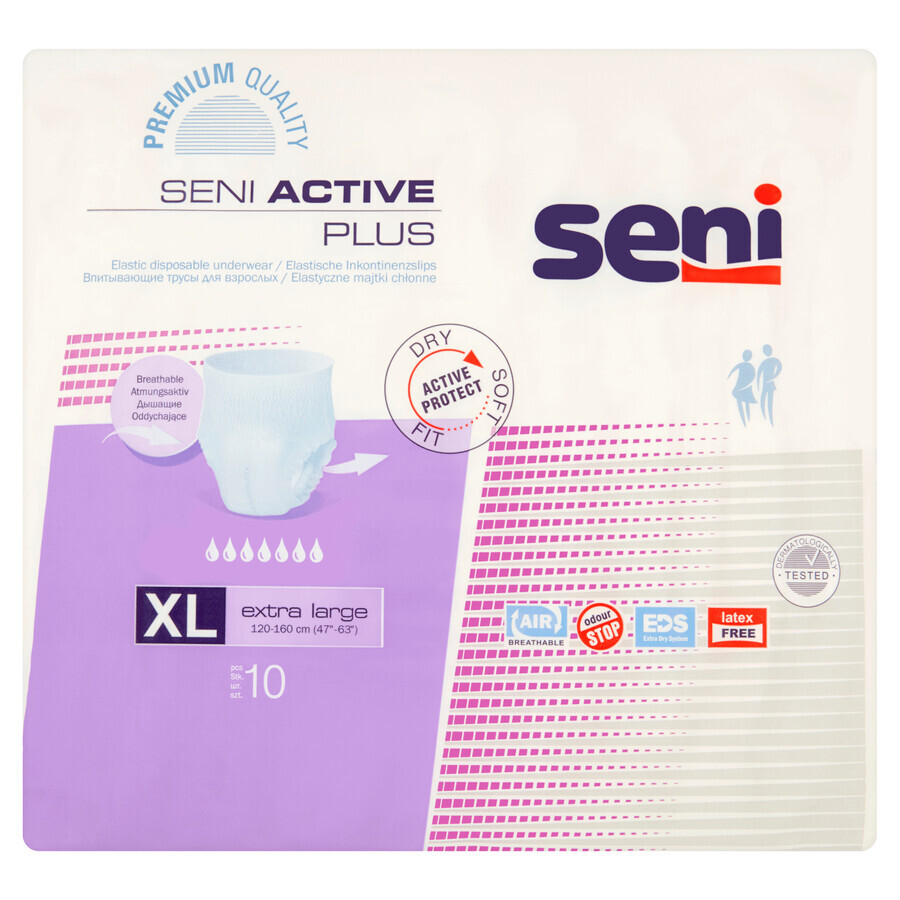 Seni Active Plus, absorberende slipjes, Extra Large, 120-160 cm, 10 stuks