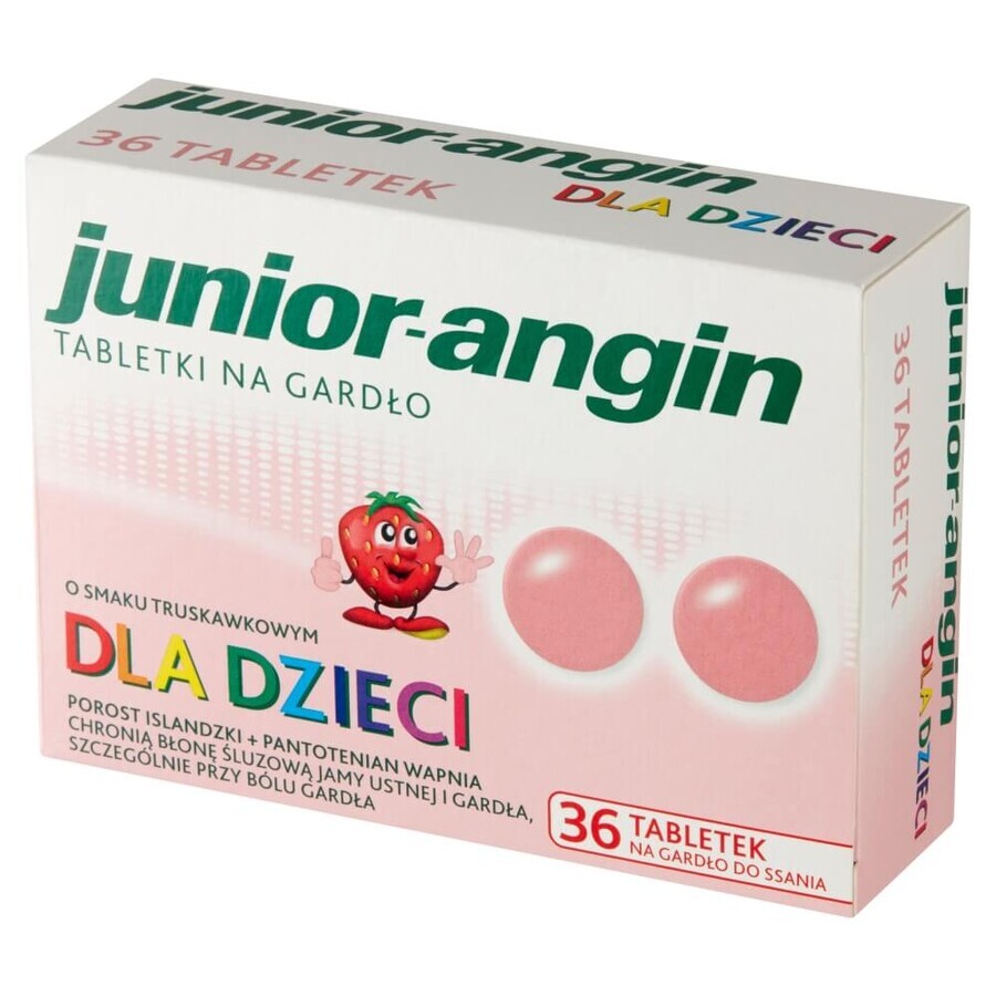 Junior-angin, para niños a partir de 4 años, sabor fresa, 36 pastillas