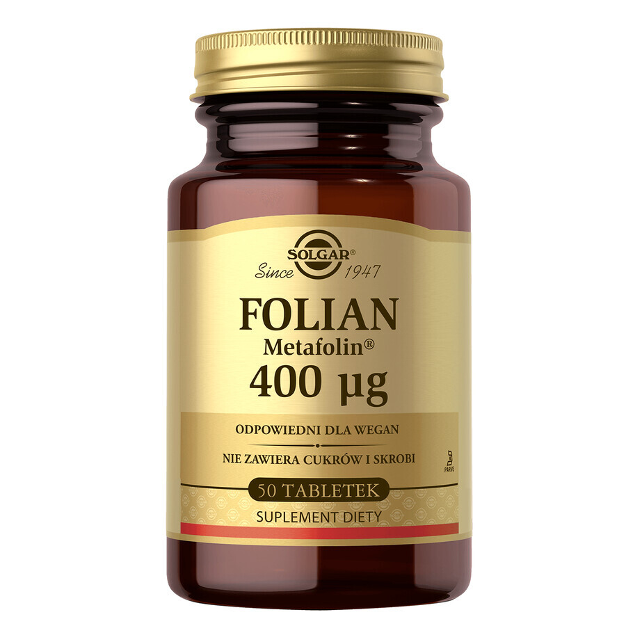 Solgar Folate Metafolin 400 µg, 50 tablets