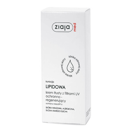 Ziaja Med Lipid Treatment, Fatty cream with UV filters, protective and regenerating, 50 ml