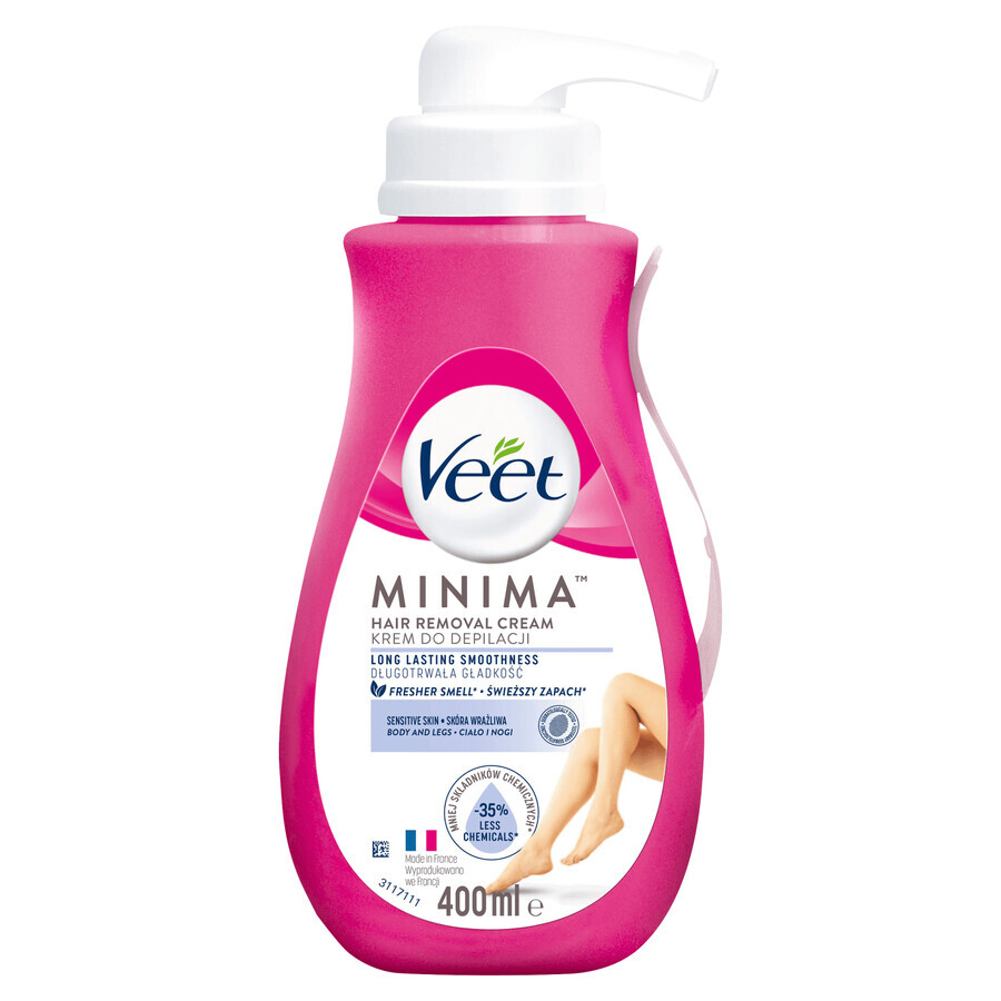 Veet, crema depilatoria corporal, piel sensible, aloe vera, 400 ml