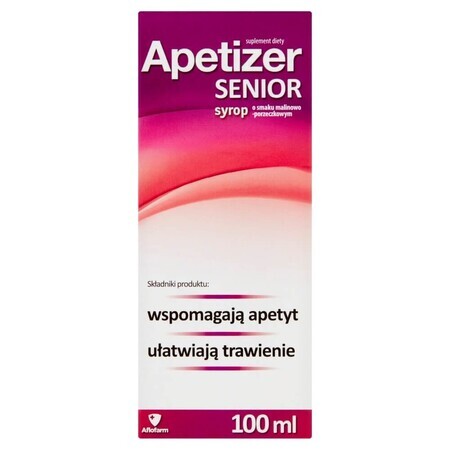 Apetizer Senior, jarabe, sabor frambuesa y grosella, 100 ml