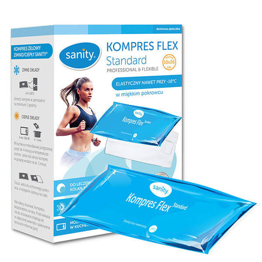 Sanity Flex, compresse de gel dans une housse, standard, 10 cm x 26 cm, 1 pièce