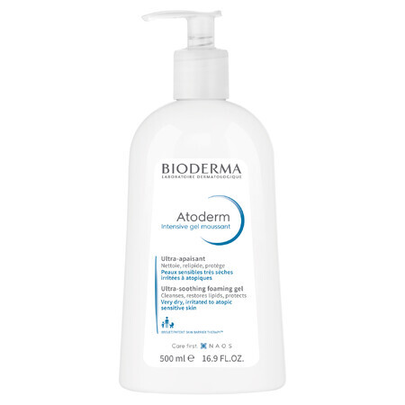 Bioderma Atoderm Intensive Gel Moussant, Gel de curățare delicată pentru reducerea mâncărimilor pielii, fără săpun, 500 ml