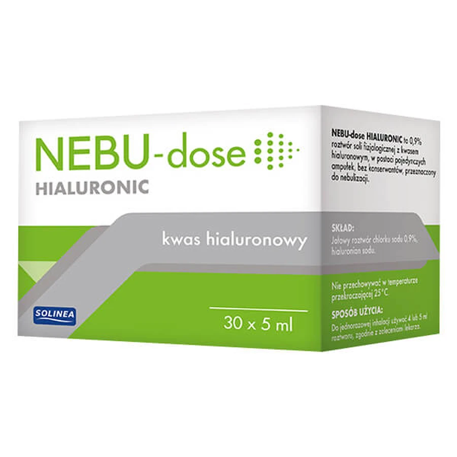 Nebu-Dose Soluzione ialuronica per nebulizzazione con acido ialuronico 0,9%, CONFEZIONE DANNEGGIATA, 5 ml x 30 fiale, Solinea