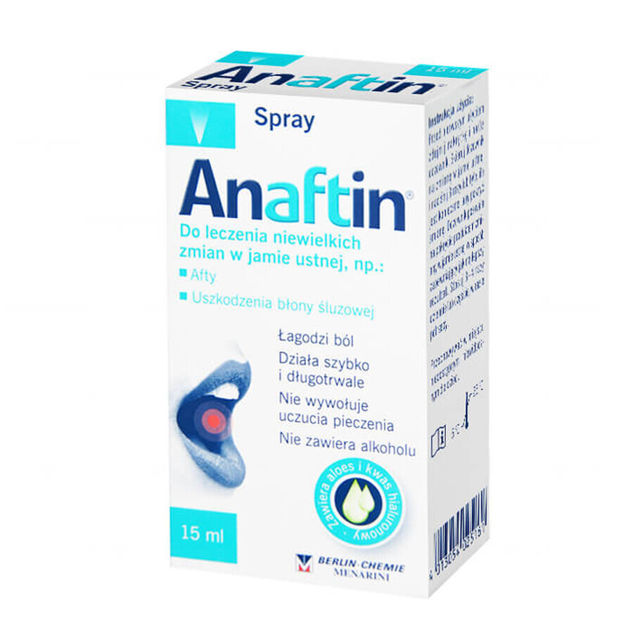 Anaftin, spray para el tratamiento de lesiones orales menores, 15 ml