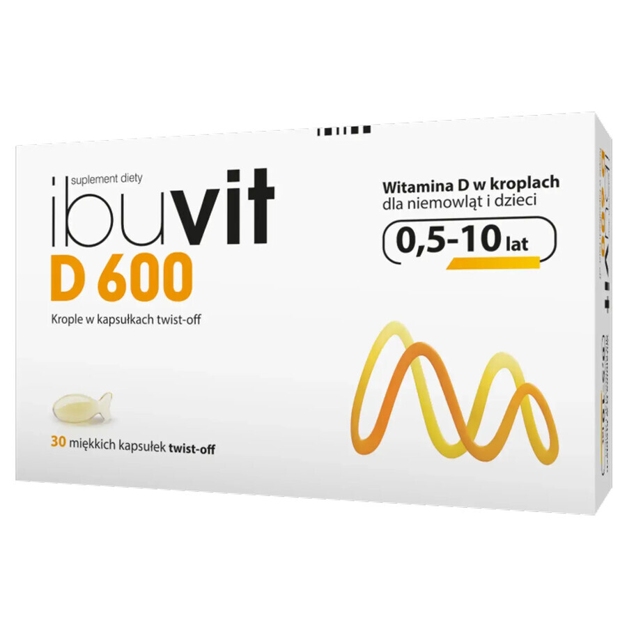 Ibuvit D 600, vitamina D para lactantes y niños, 30 cápsulas twist-off