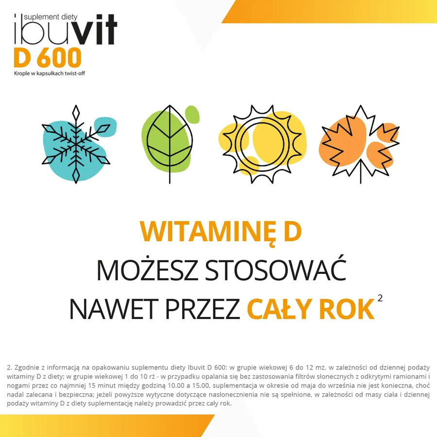 Ibuvit D 600, vitamina D para lactantes y niños, 30 cápsulas twist-off