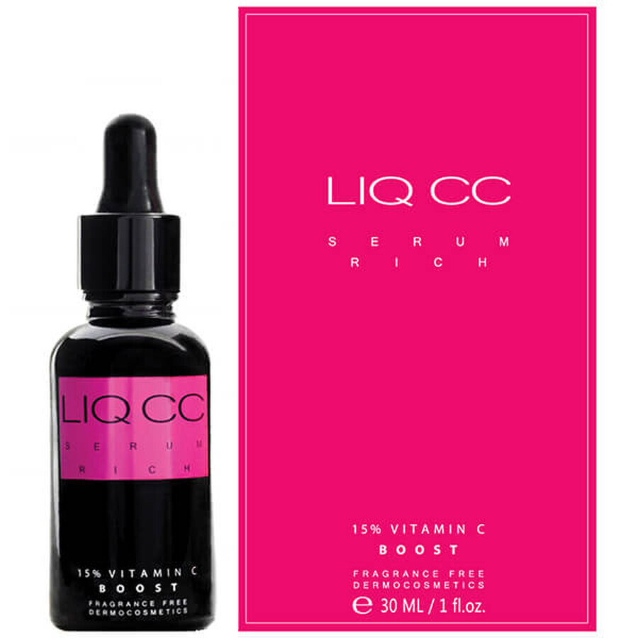 Liqpharm Liq CC Serum Rich 15% Vitamin C Boost, suero rico iluminador con vitamina C, 30 ml