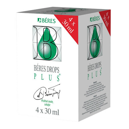 Beres Drops Plus - Gotas, 4 viales x 30 ml, Beres Pharmaceuticals Co