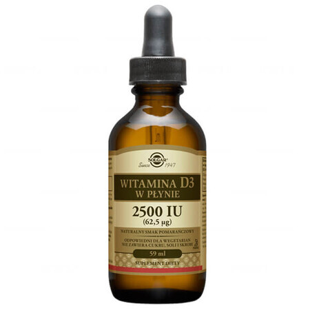 Solgar Vitamina D3 liquida 2500 UI, gusto arancia, 59 ml