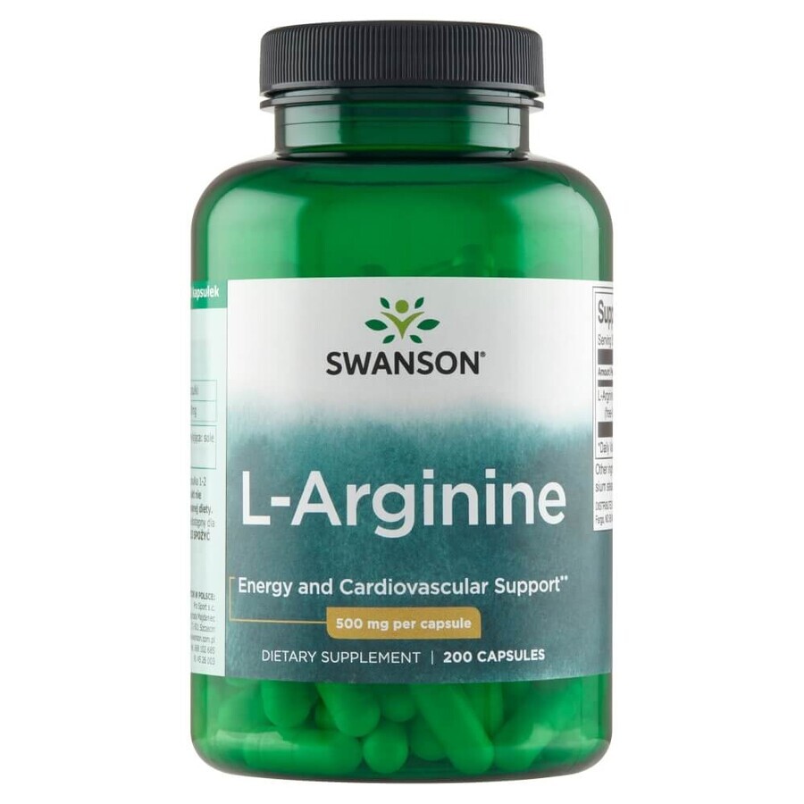 Swanson L-Arginina, L-Arginina 500 mg, 200 cápsulas