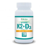 MyVita K2 + D3 Forte, vitamina K2 MK-7 de natto 100 µg + vitamina D 2000 IU, 120 comprimidos