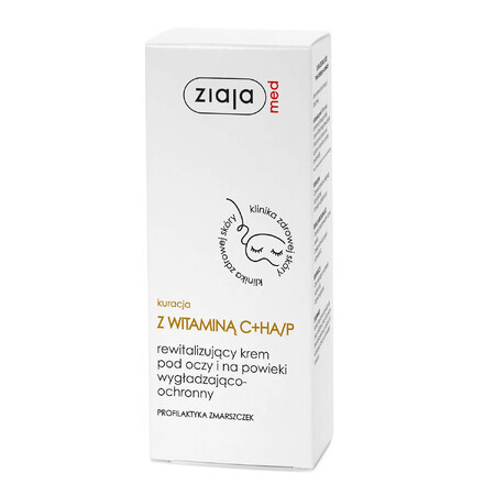 Ziaja Med Prevención de Arrugas, crema revitalizante alisadora y protectora para ojos y párpados, 15 ml