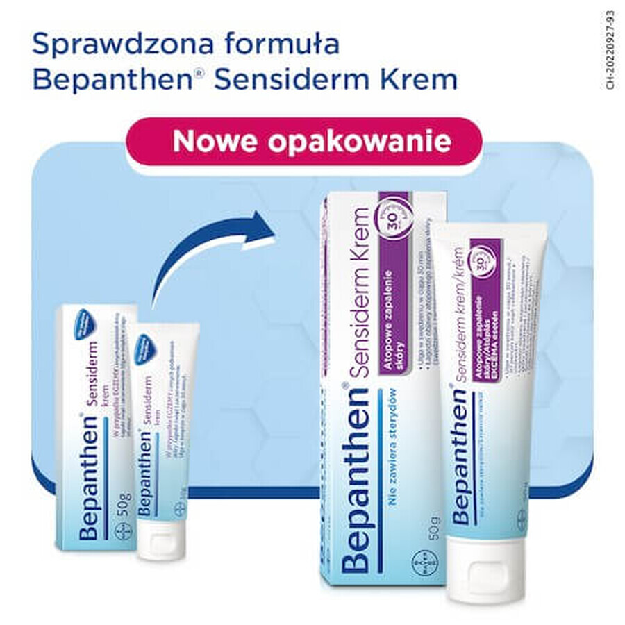 Bepanthen Sensiderm Crema, cuidado en AD y eczema, a partir de 1 mes, 50 g