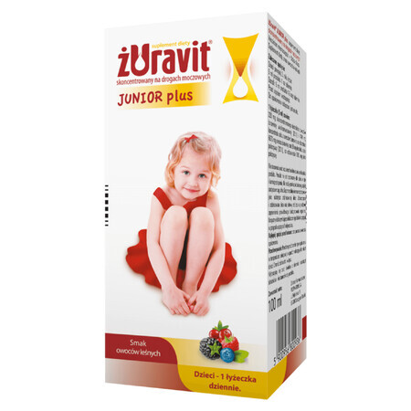 Żuravit Junior Plus, jarabe, para niños mayores de 3 años, sabor frutas del bosque, 100 ml