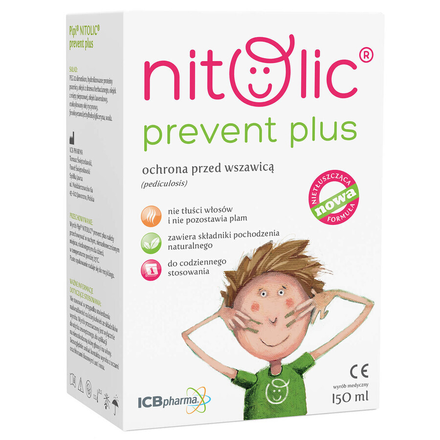 Pipi Nitolic Prevent Plus, spray para la protección contra los piojos, 150 ml